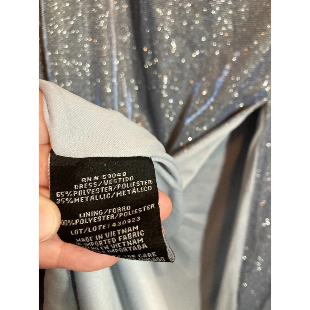 Nightway‎ Dress 22W Icy Blue All Over Glitter Mother of The Bride Gown Slit Plus - Picture 2 of 16